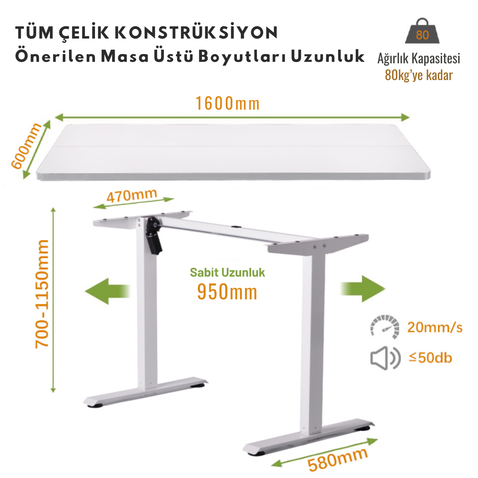 Yüksekliği Ayarlanabilir Ergonomik Bilgisayar & Çalışma Masası