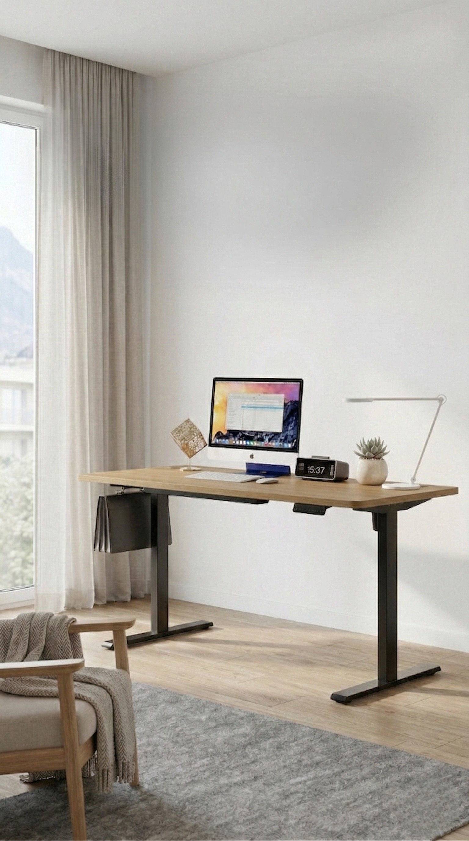 Yüksekliği Ayarlanabilir Ergonomik Bilgisayar & Çalışma Masası - Ceviz