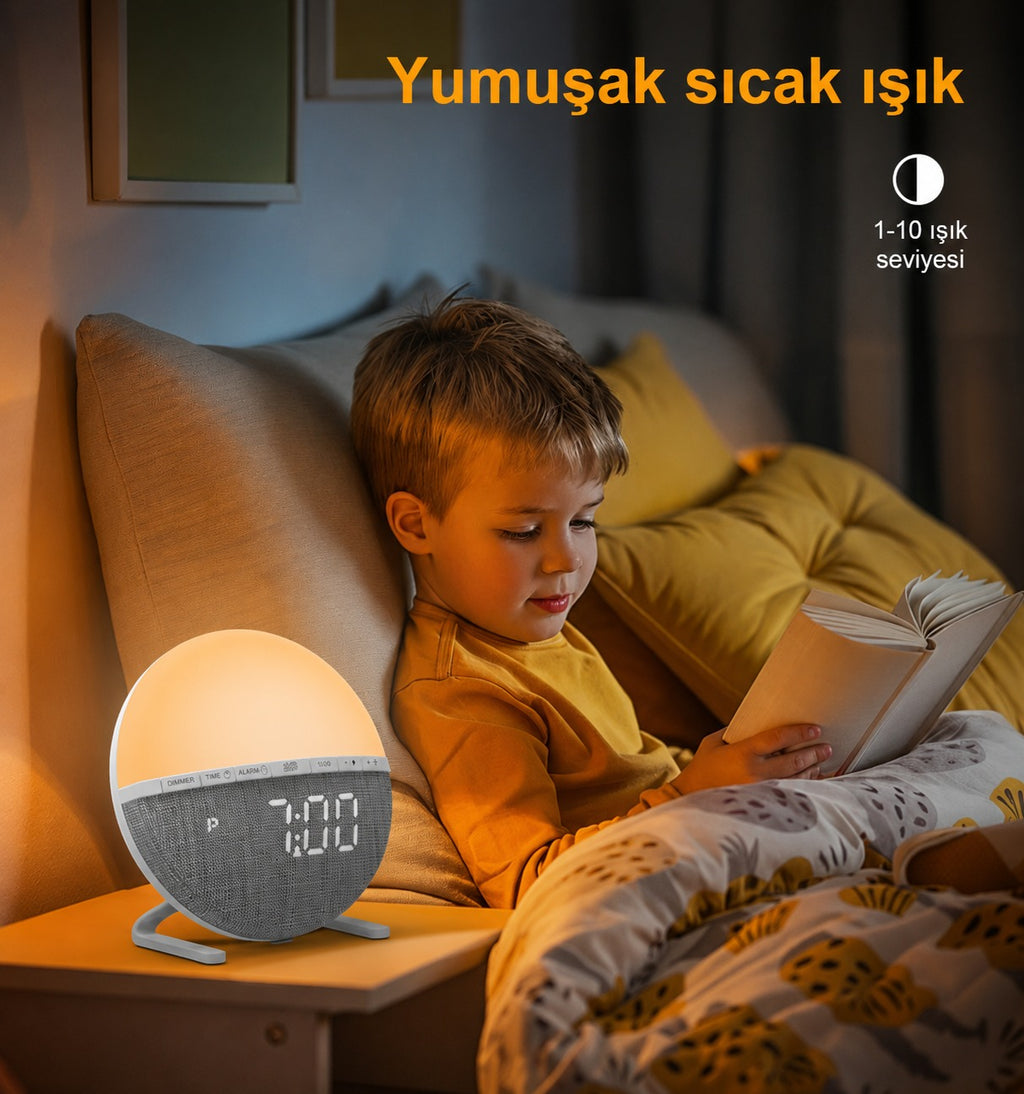 Gün Doğumu Simülasyonlu Dijital Masa Saati