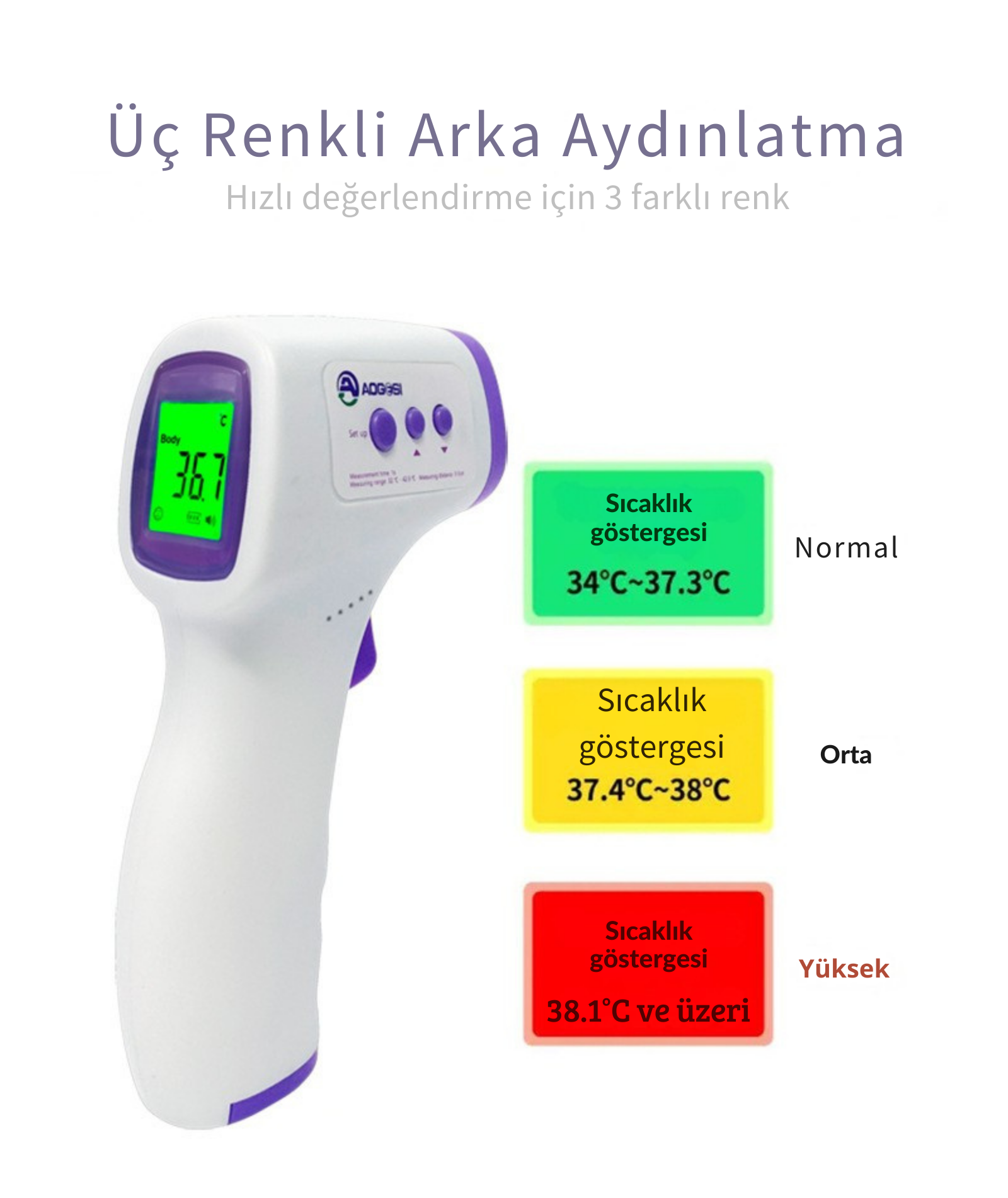Dijital Temassız Ateş Ölçer Alından Ve Vücut Termometre Nesne Sıcaklık Ölçer