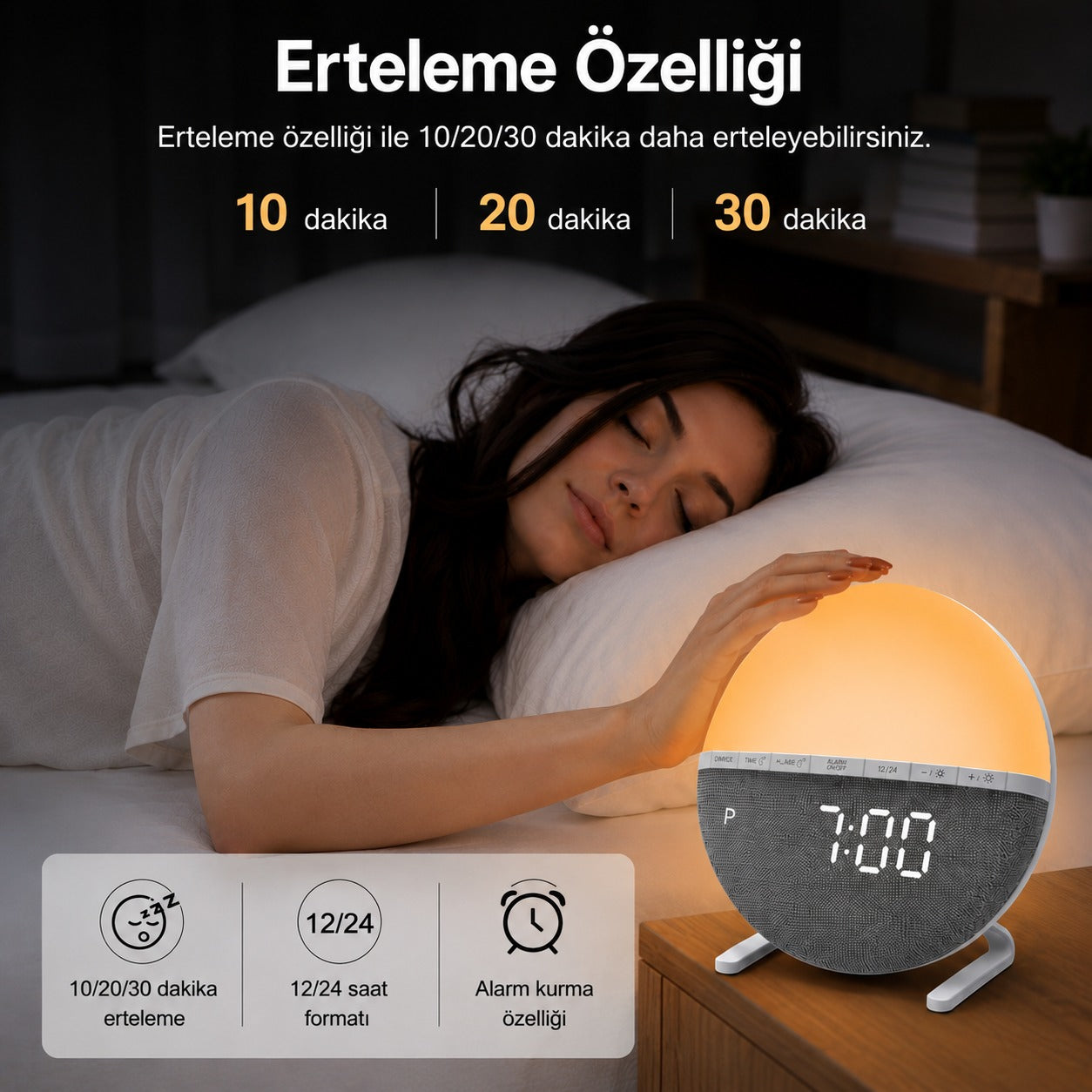 Gün Doğumu Simülasyonlu Dijital Masa Saati