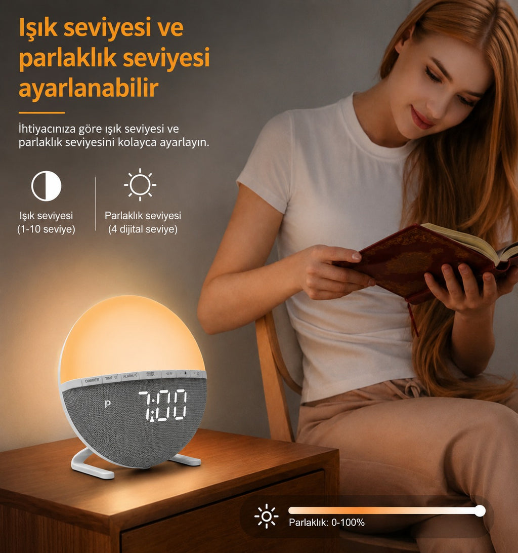 Gün Doğumu Simülasyonlu Dijital Masa Saati