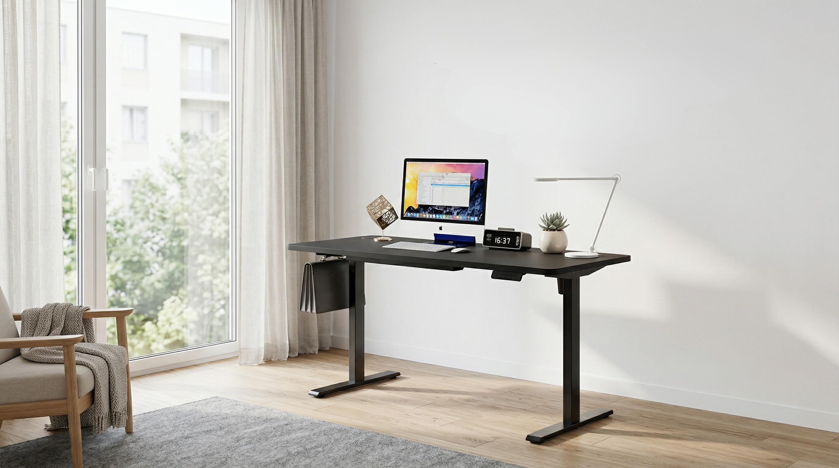 Yüksekliği Ayarlanabilir Ergonomik Bilgisayar & Çalışma Masası - Siyah