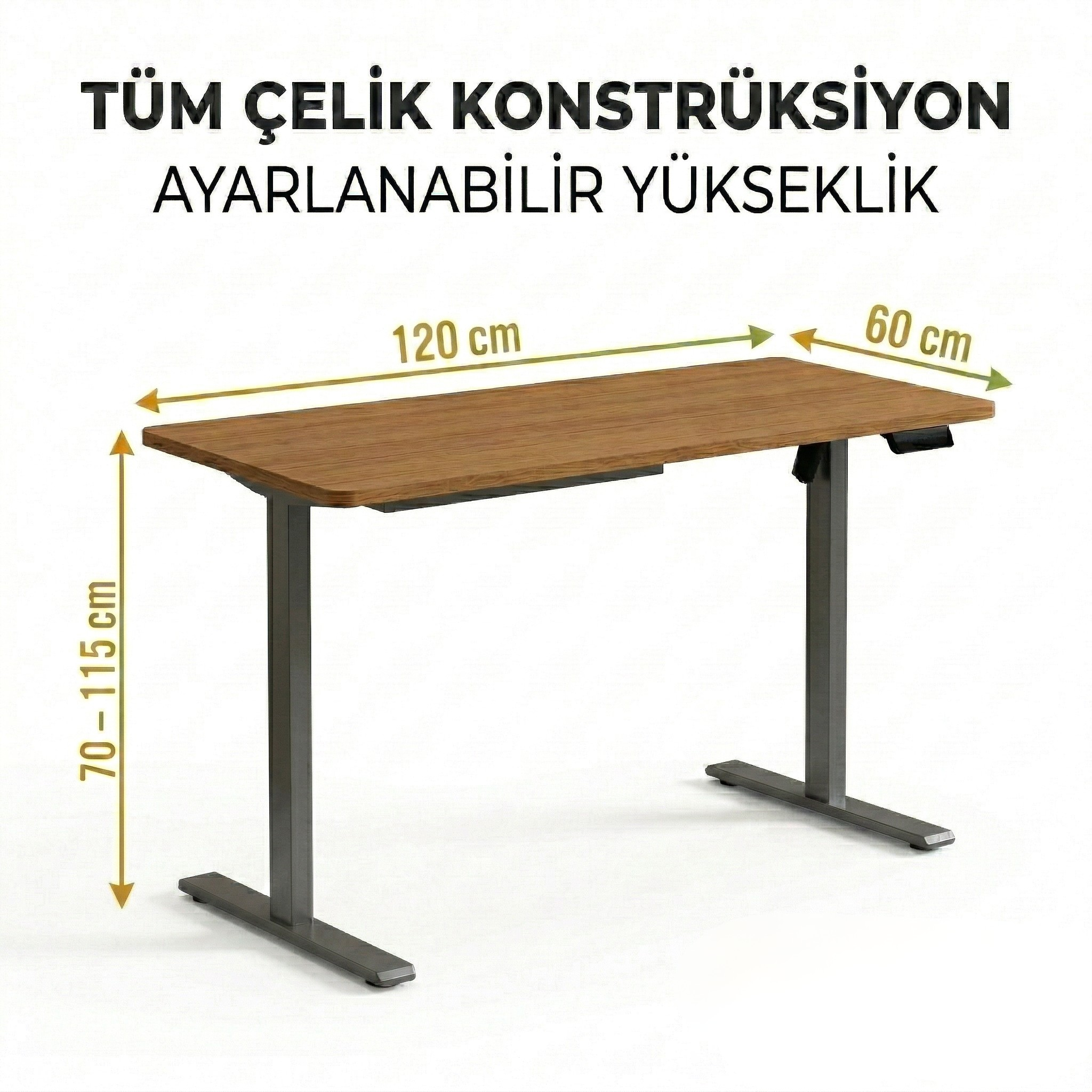 Yüksekliği Ayarlanabilir Ergonomik Bilgisayar & Çalışma Masası - Ceviz