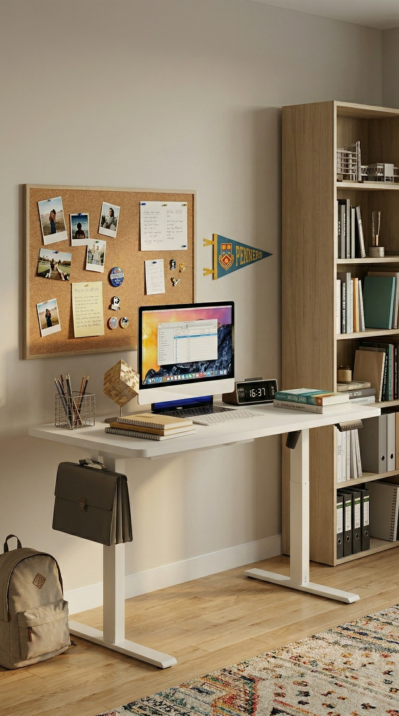 Yüksekliği Ayarlanabilir Ergonomik Bilgisayar & Çalışma Masası - Beyaz
