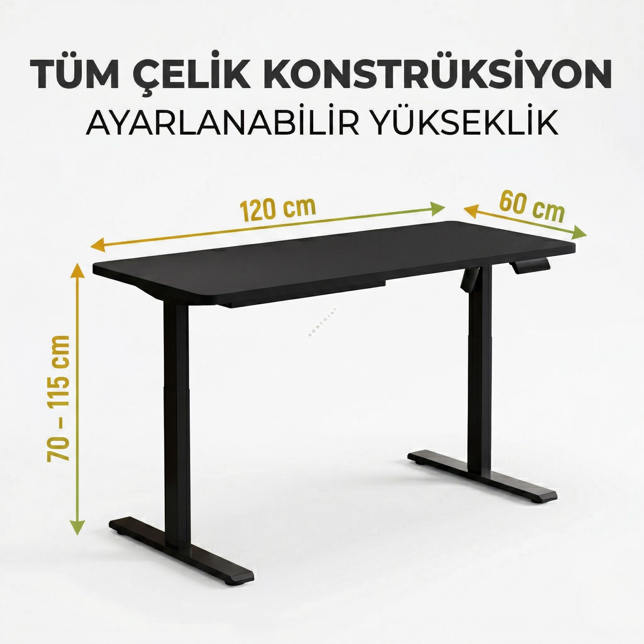 Yüksekliği Ayarlanabilir Ergonomik Bilgisayar & Çalışma Masası - Siyah