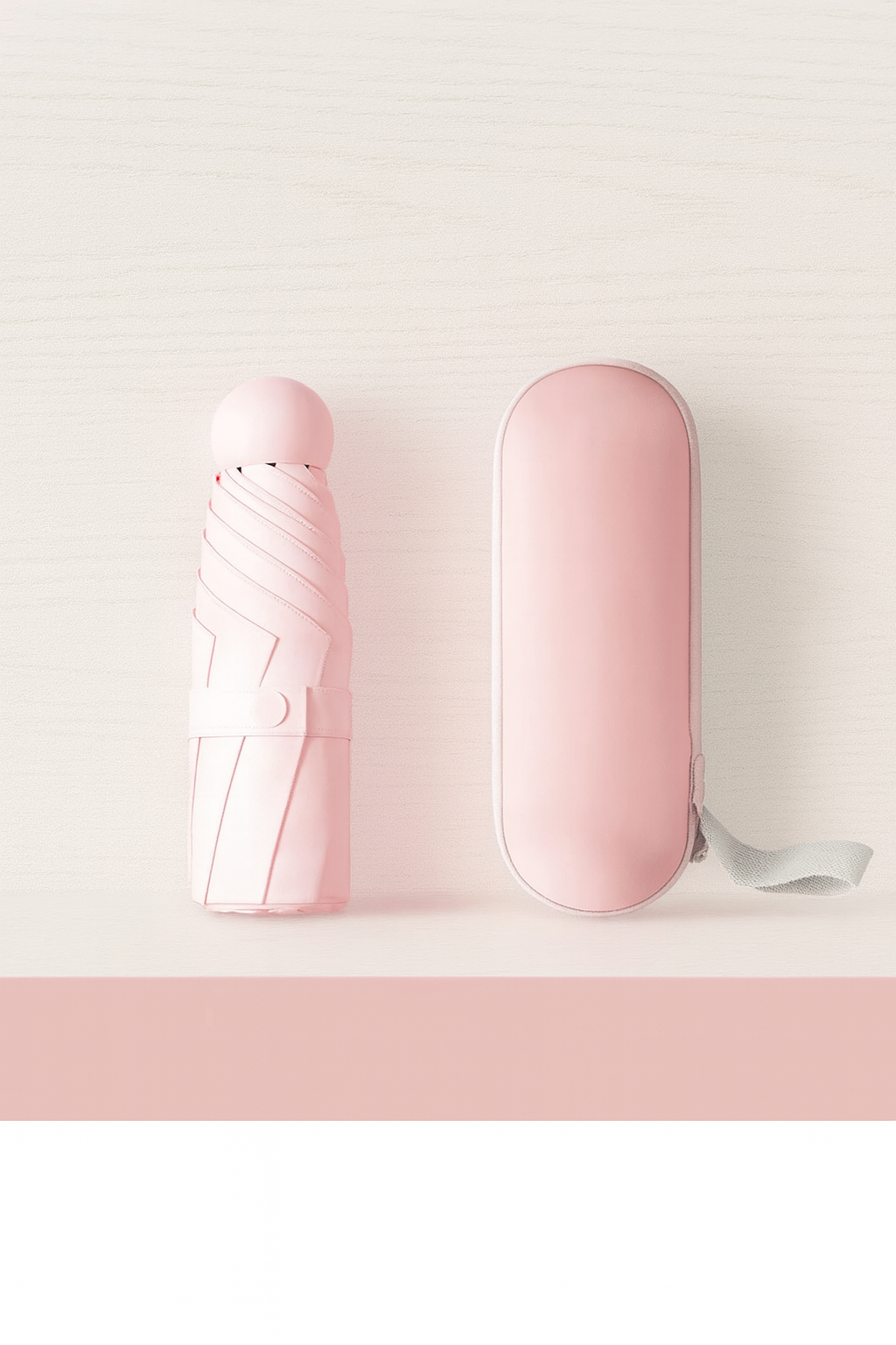 Özel Kılıflı UV korumalı Portatif Kapsül Mini Şemsiye - Pembe
